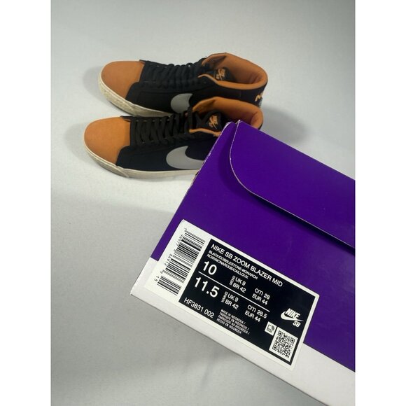 New Men’s Size 10 Black Orange Nike SB Zoom Blazer Mid Skate Shoes HF3831 002 main image 9
